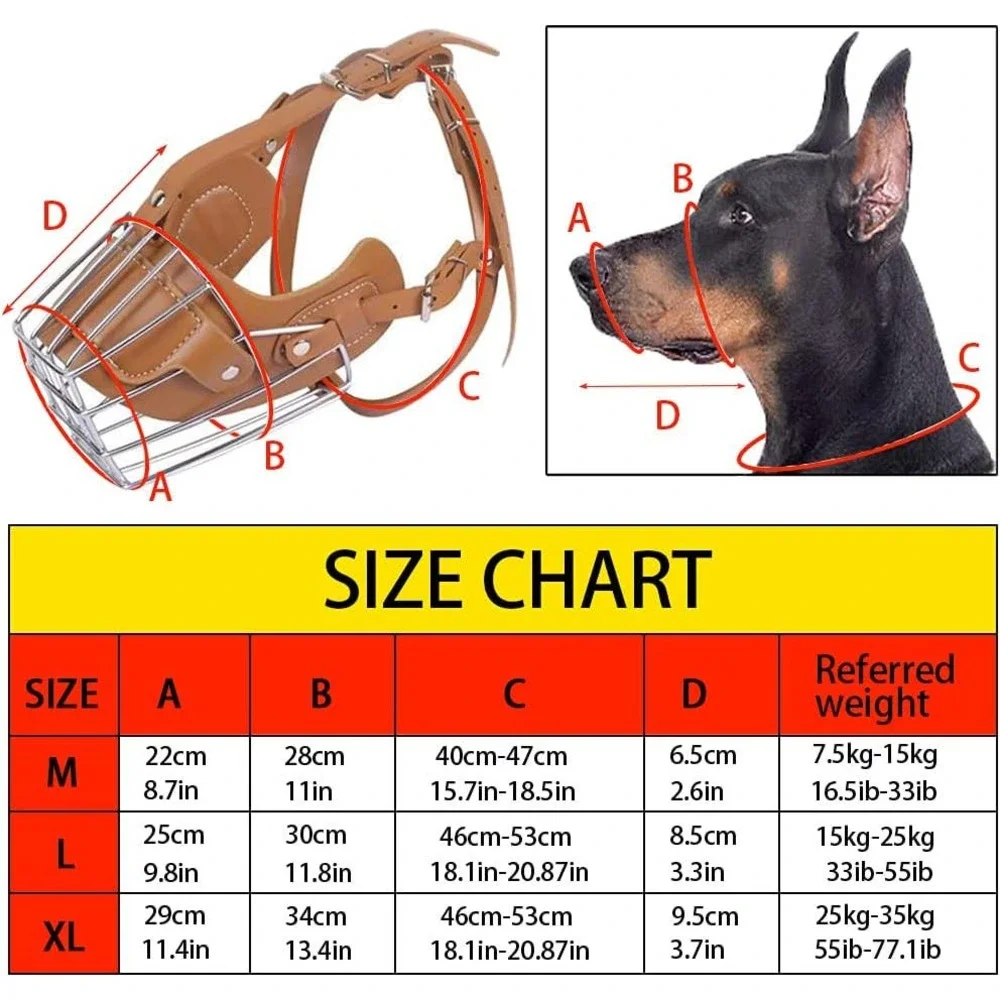 NIB-XL Dogs High Grade Brown Leather and Metal Basket Dog Muzzle Training